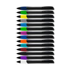 Stylo à bille rétractable en métal "Opera M", noir avec zone de prise colorée