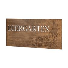 Holzschild Madera „Biergarten“