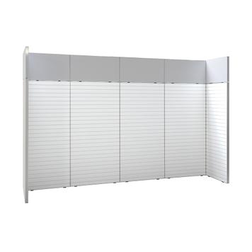 FlexiSlot® Lamellenwand Messestand „Style“ 3.900 x 800 mm Kopfstand