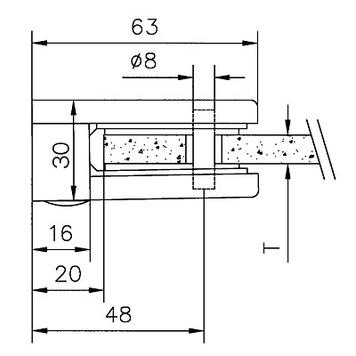 Clip per vetro grande per il montaggio a pareti da 6, 8 e 10 mm