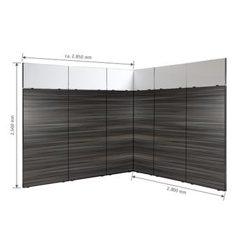 FlexiSlot® Lamellenwand Messestand „Style-Black“ 2.850 x 2.800 mm Eckstand