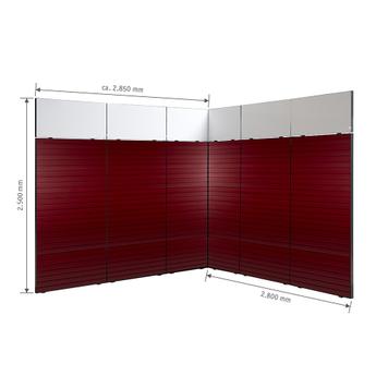 FlexiSlot®-Messestand „Style-Black“ 2.850 x 2.800 mm Eckstand