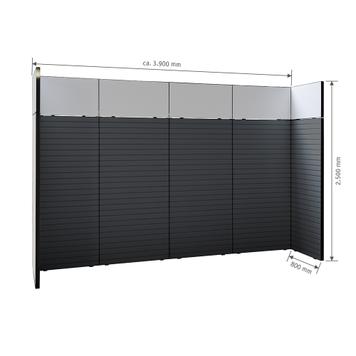 FlexiSlot-® Lamellenwand Messestand „Style-Black“ - 3.900 x 800 mm Kopfstand